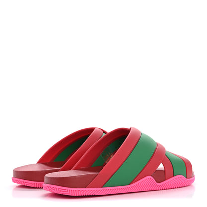 Gucci Rubber Web Womens Criss Cross Slide Sandals 39 Coral New Shamarock 5 of 10
