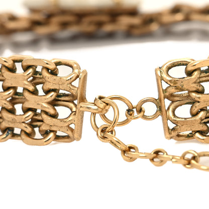 Chanel Metal Chain Mother of Pearl CC Camellia Choker Necklace Gold 4 of 5