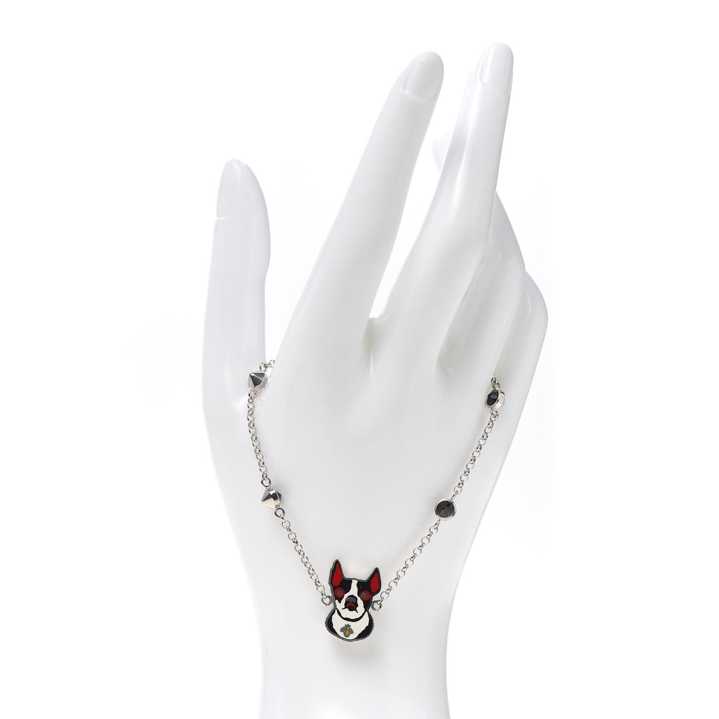 Sterling Silver Black Spinel Enamel Orso Bracelet