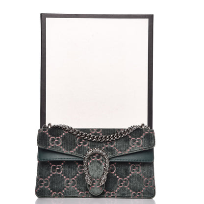 Gucci Velvet Moon Calfskin Crystal GG Monogram Small Dionysus Shoulder Bag Avio Dusty Pink Black Diamond 12 of 12