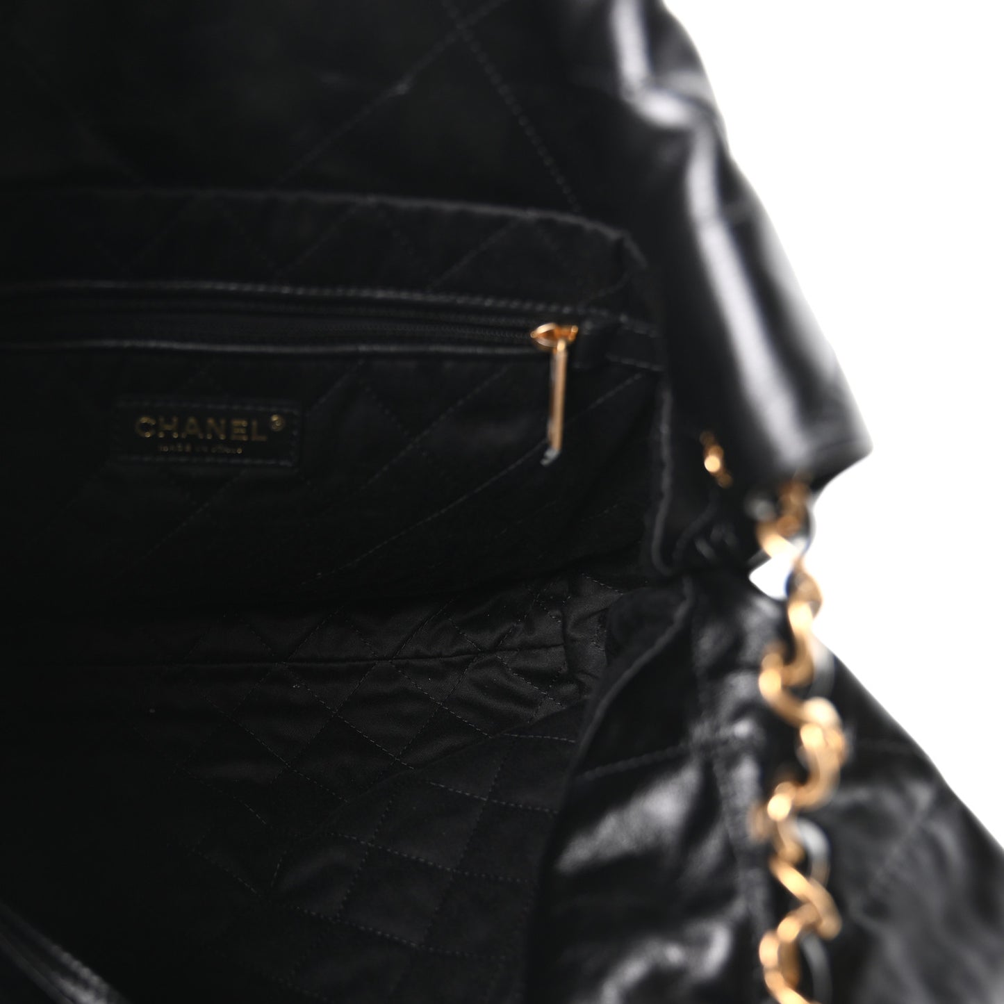 Calfskin Quilted Small Chanel 22 Black