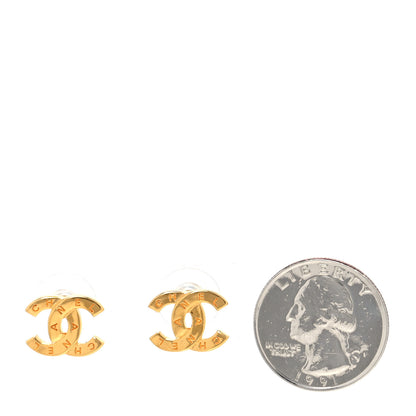 Chanel Metal CC Paris Button Stud Earrings Gold 2 of 4