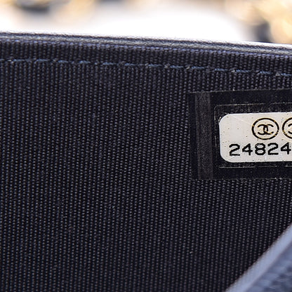 Chanel Caviar Chevron Quilted Boy Wallet On Chain WOC Blue 10 of 14