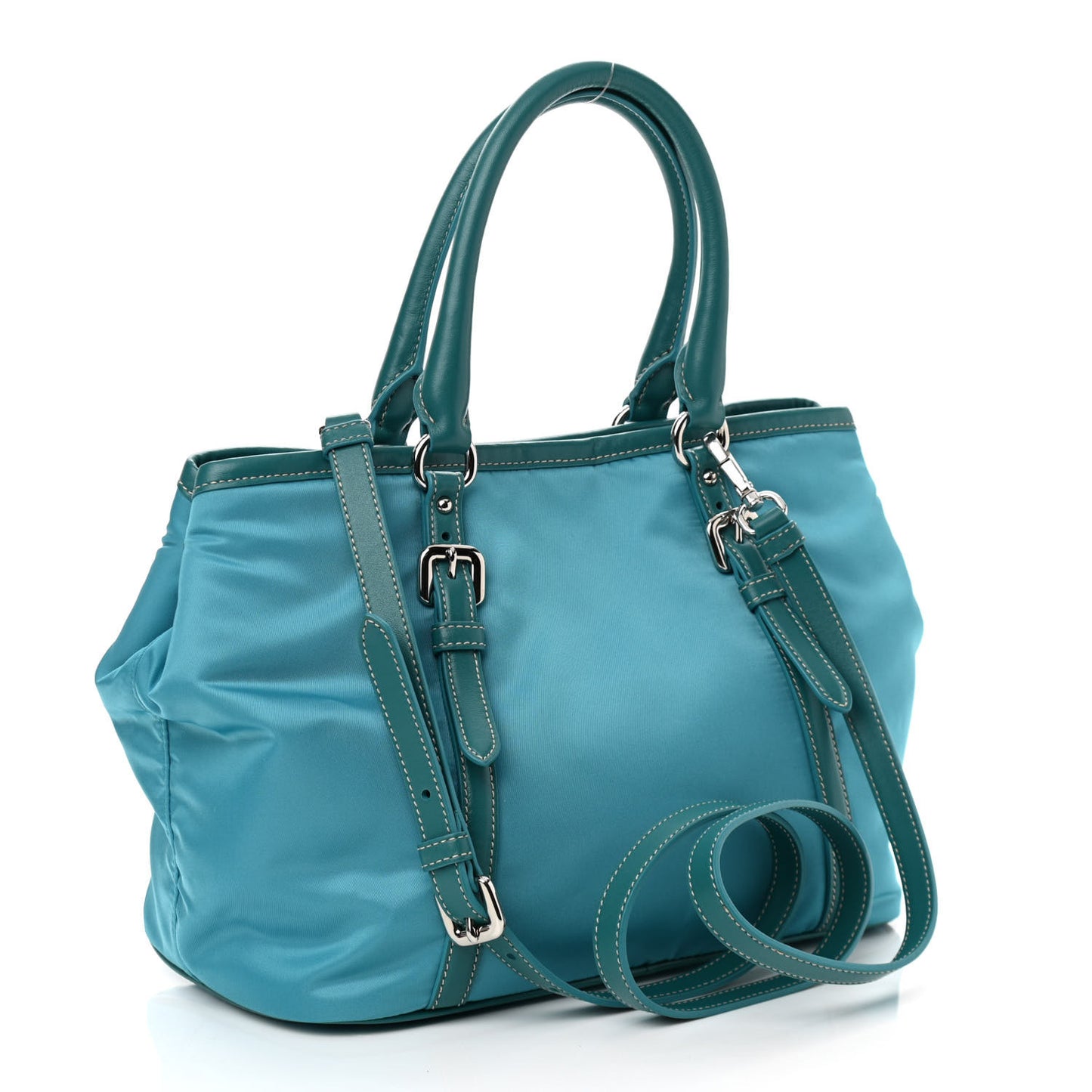 Tessuto Nylon Soft Calf Small Tote Blue