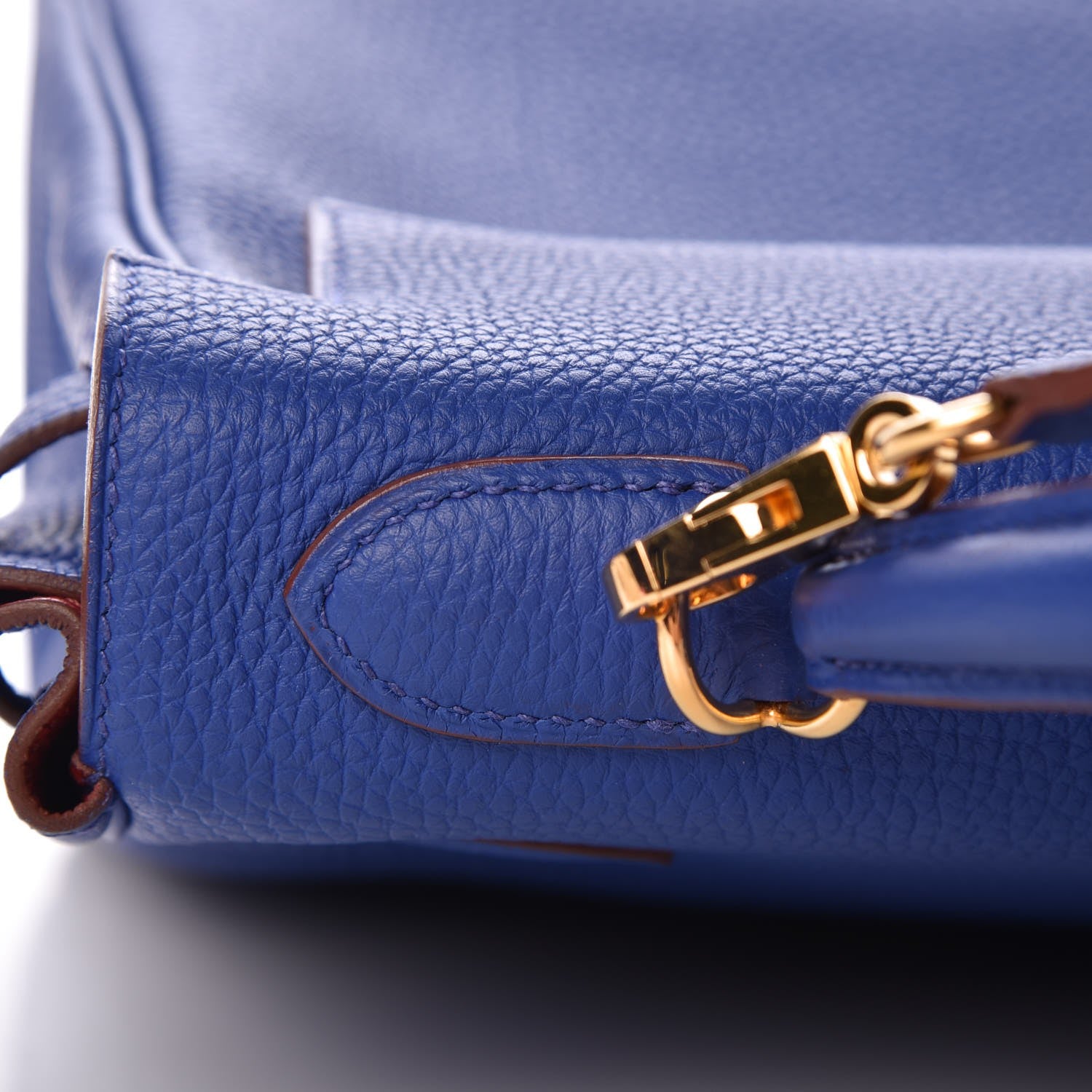 Hermes Togo Horseshoe Kelly Retourne 32 Bleu Electrique Rouge H 22 of 40