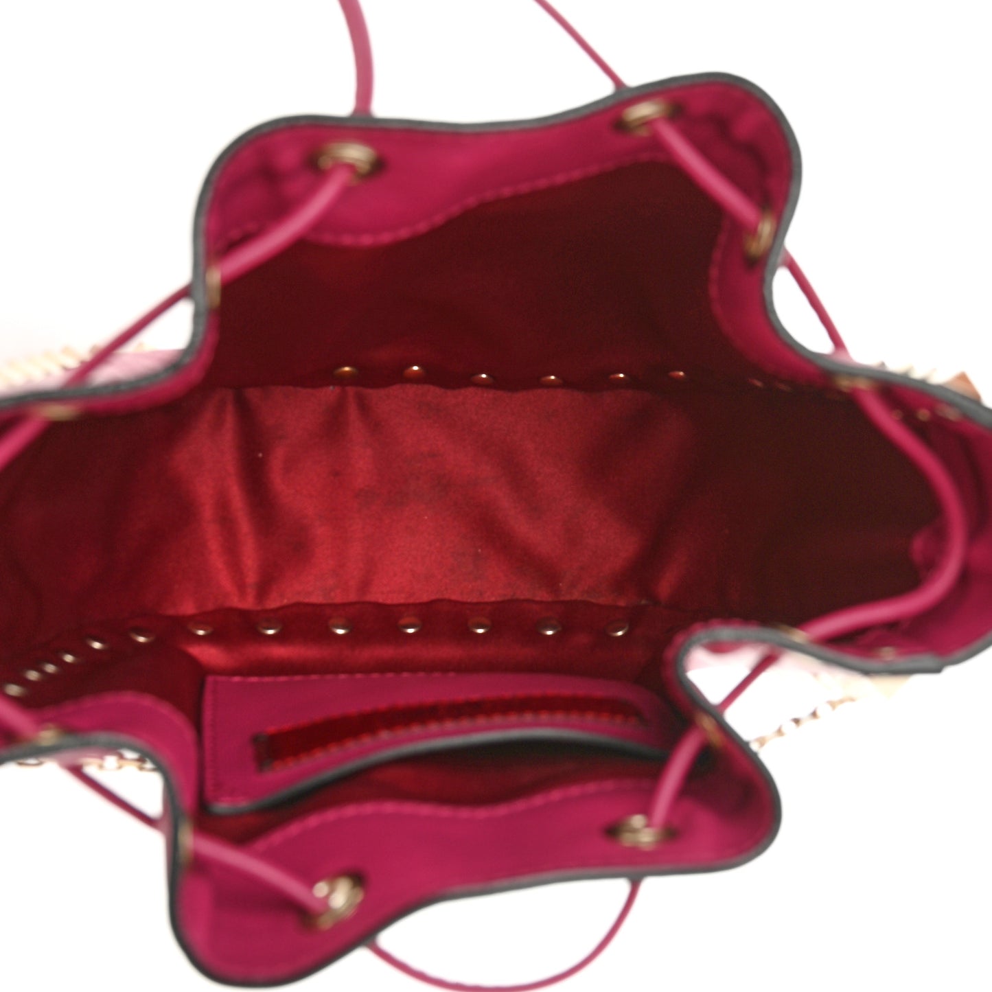 Vitello Mini Rockstud Chain Strap Bucket Bag Deep Cyclamin