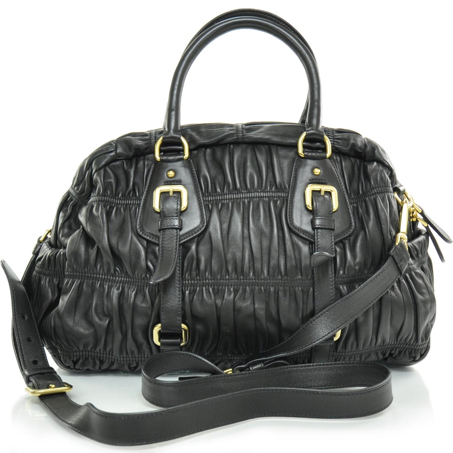 Nappa Leather Gaufre Bauletto Nero Black
