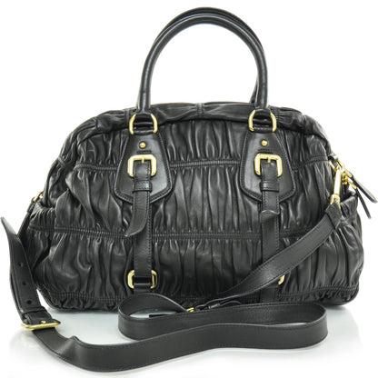 Prada Nappa Leather Gaufre Bauletto Nero Black 4 of 10