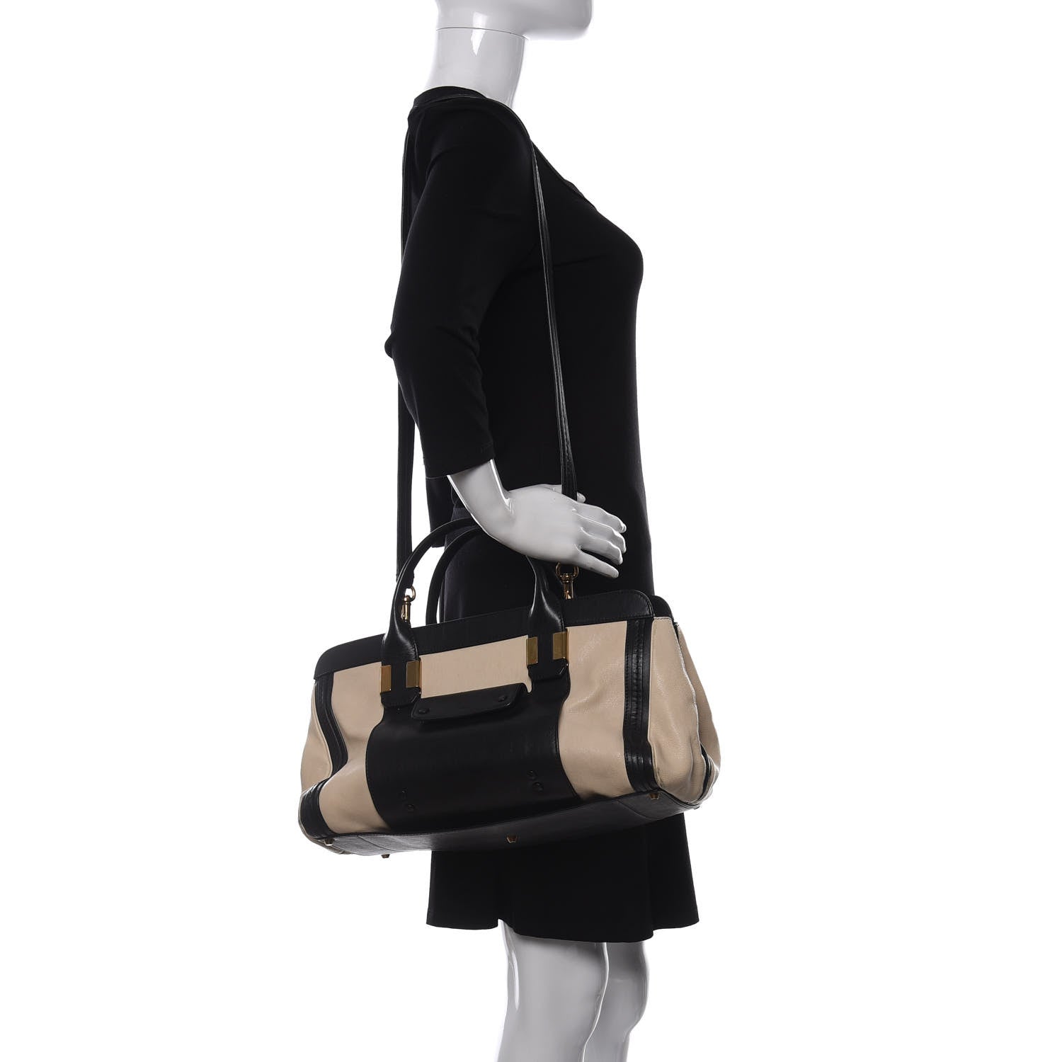 Chloe Sheepskin Calfskin Large Alice Satchel Husky White 2 of 12