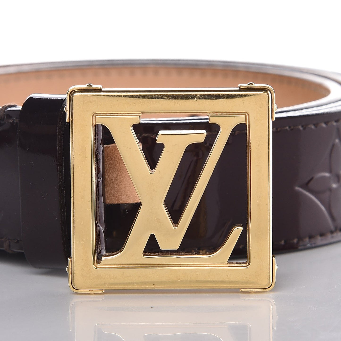 Vernis LV Frame Belt 95 38 Amarante