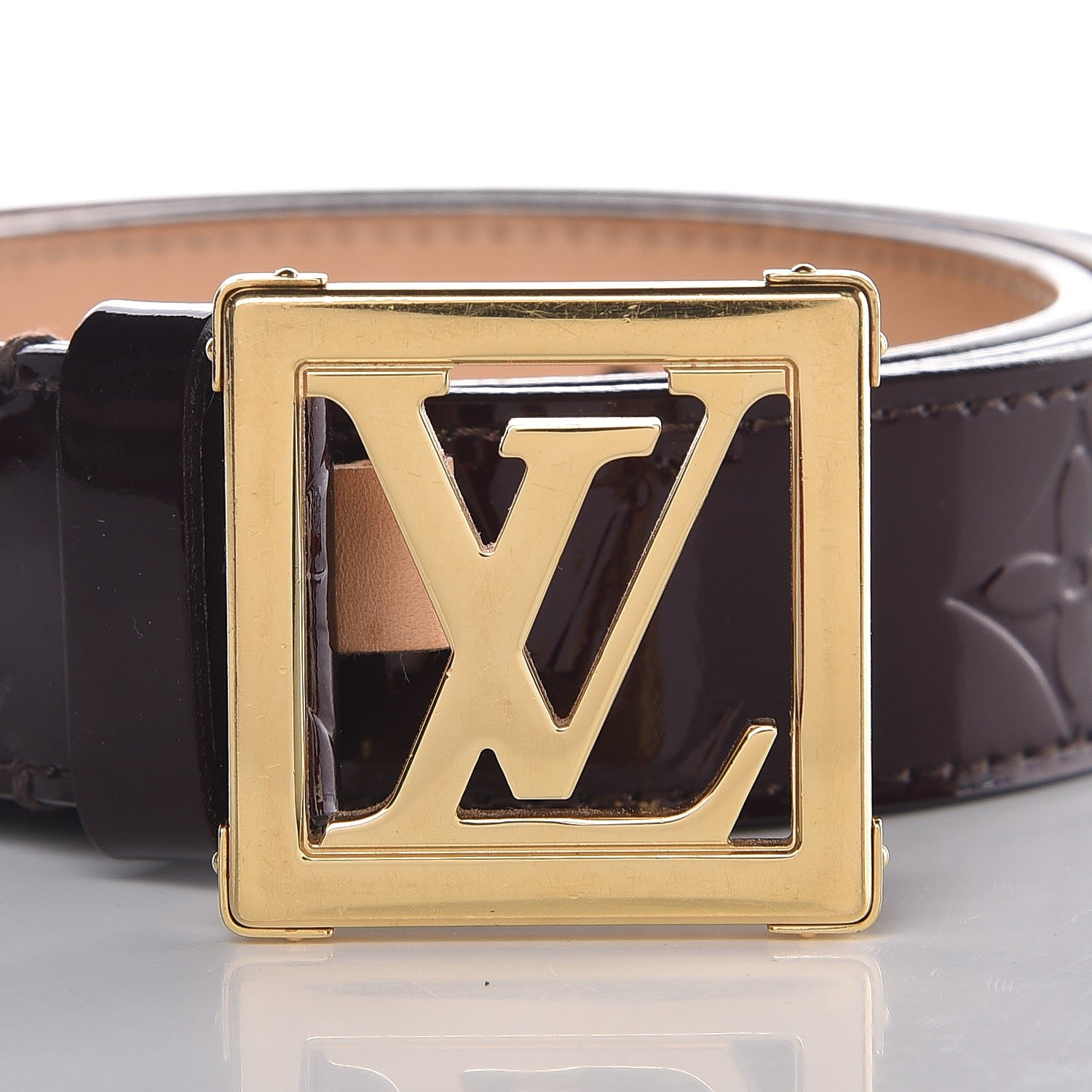 Louis Vuitton Vernis LV Frame Belt 95 38 Amarante 3 of 11