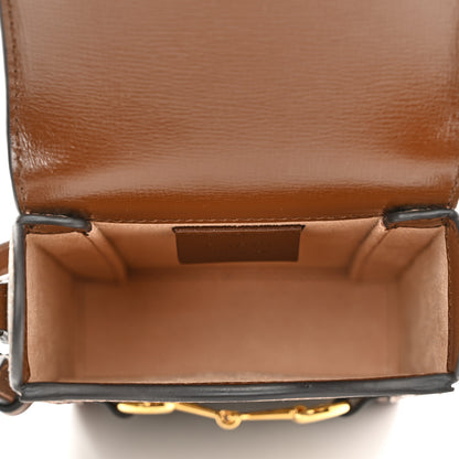 Gucci GG Supreme Monogram Mini Horsebit 1955 Crossbody Bag Beige Brown Sugar 5 of 10
