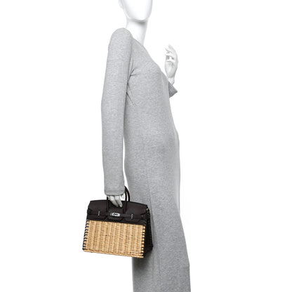 Hermes Wicker Swift Picnic Birkin 25 Naturel Rouge Sellier 2 of 12