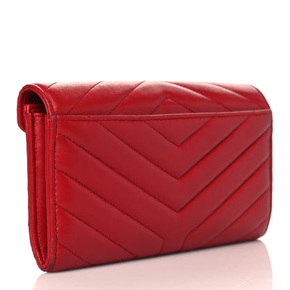 Saint Laurent Lambskin Y Quilt Monogram Large Loulou Flap Wallet Rouge Eros 3 of 11
