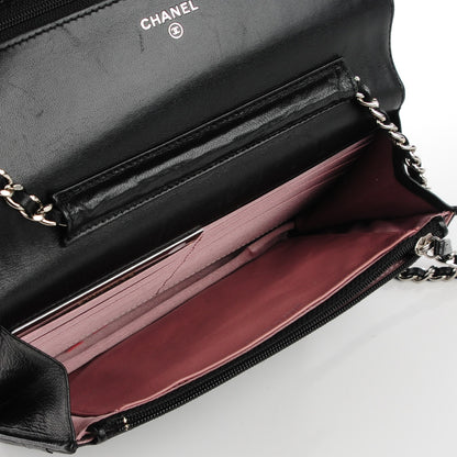 Chanel Lambskin Camellia Wallet on Chain WOC Black 6 of 9