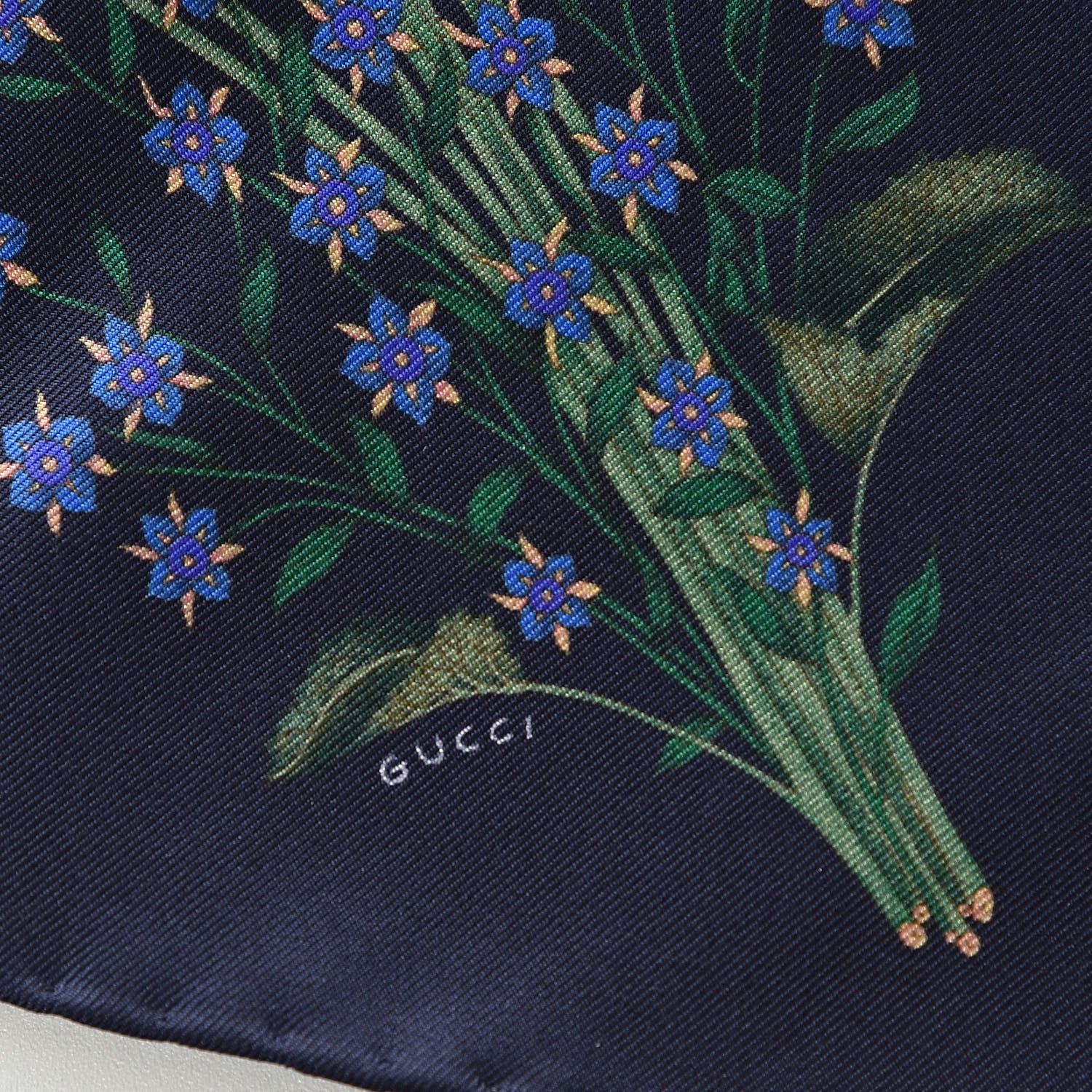 Gucci Silk Twill Nuovoflora Square Handkerchief Midnight Blue Blue 4 of 6