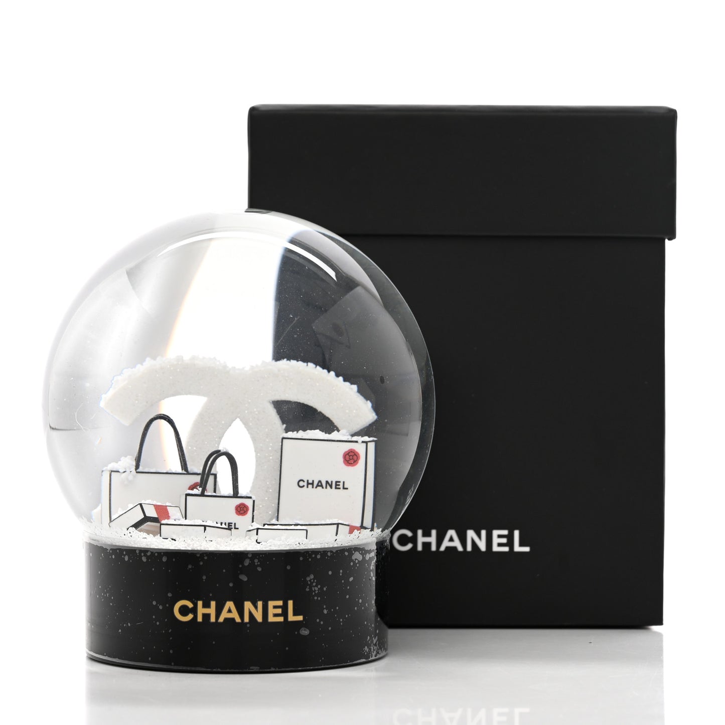 Glass CC Shopping Bag Snow Globe