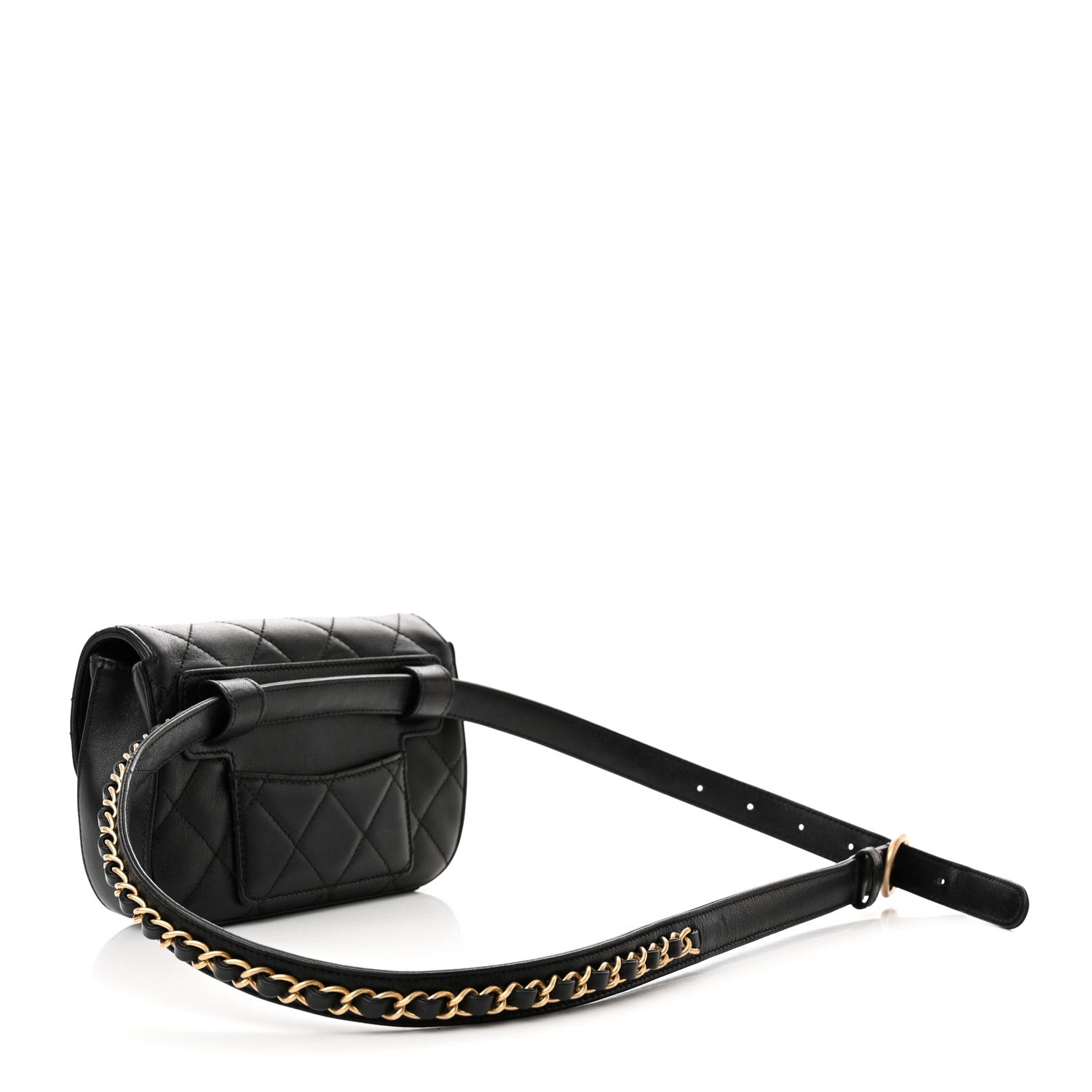 Chanel Lambskin Quilted Chain Infinity Waist Belt Bag Black 3 of 10
