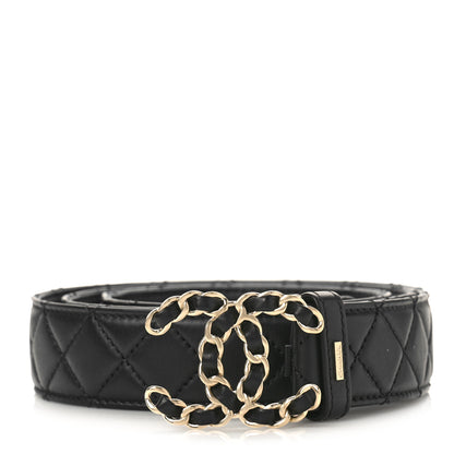Chanel Lambskin Quilted CC Chain Belt 110 44 Black 1 of 6