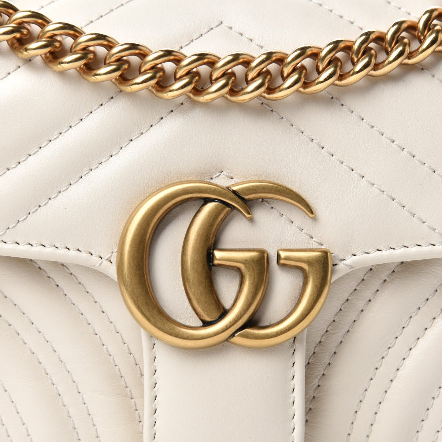 Calfskin Matelasse Mini GG Marmont Shoulder Bag White