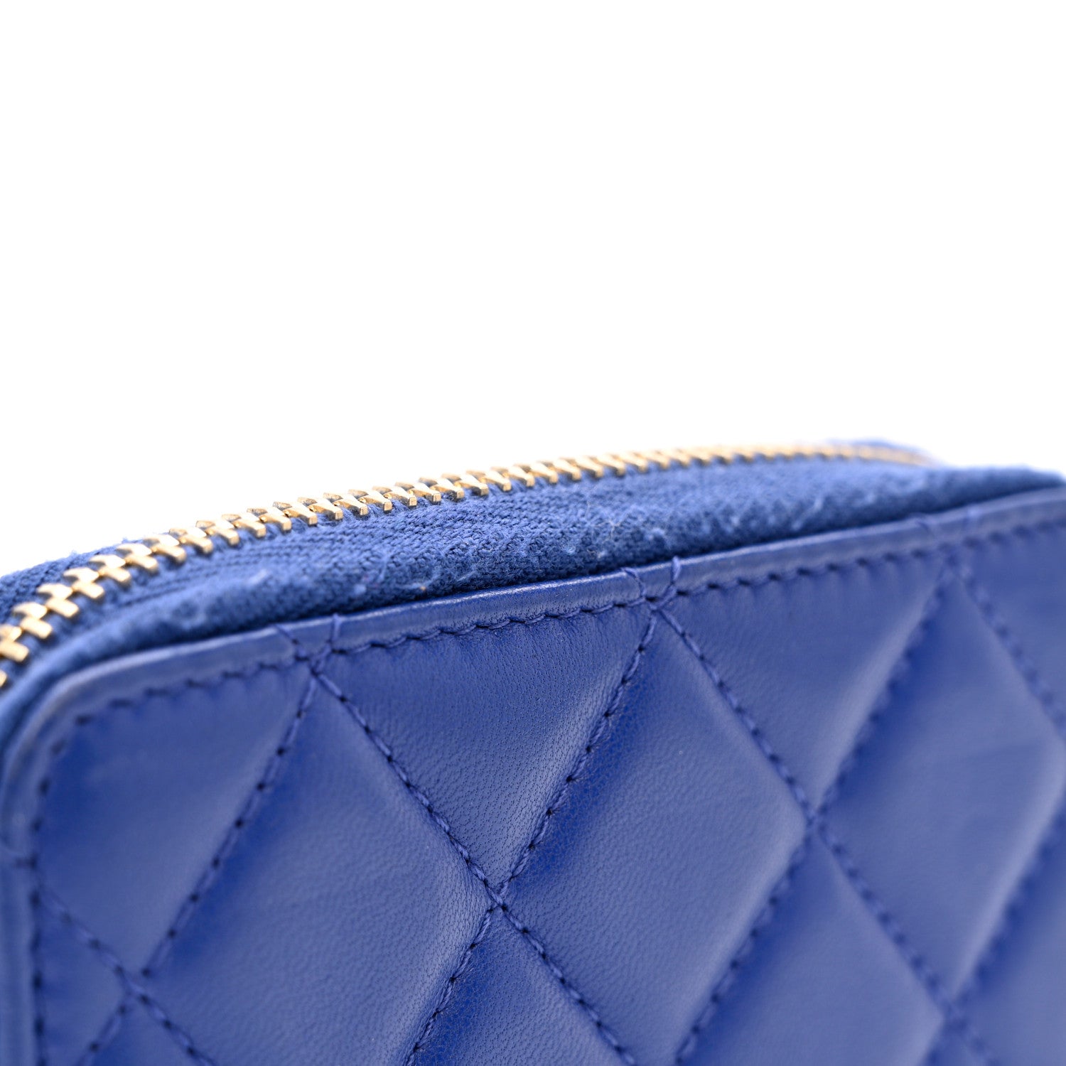 Chanel Lambskin Quilted Zip Coin Purse Blue 8 of 8