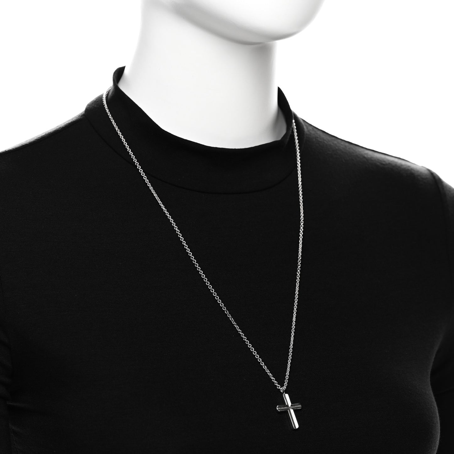 Sterling Silver Concave Cross Pendant Necklace