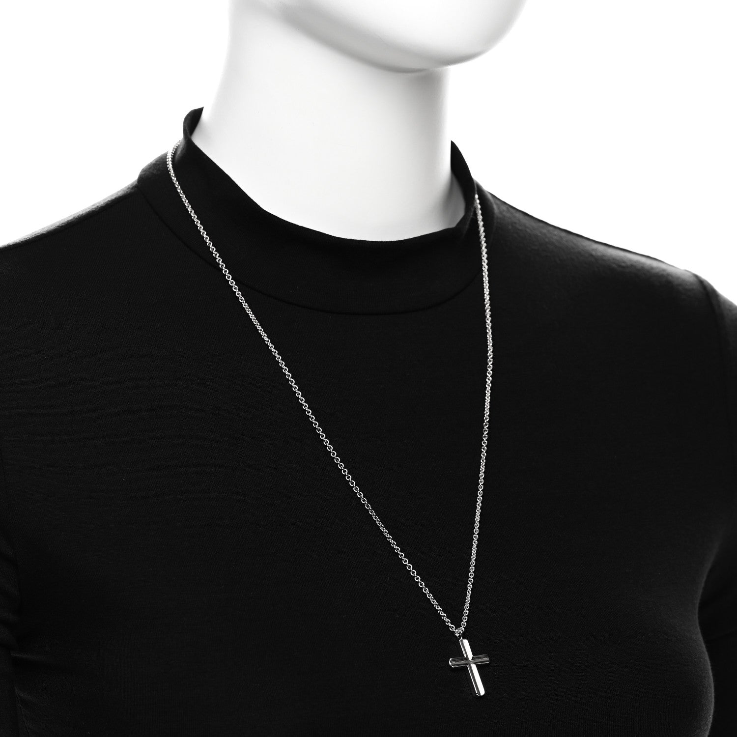 Tiffany Sterling Silver Concave Cross Pendant Necklace 2 of 6
