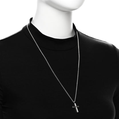 Tiffany Sterling Silver Concave Cross Pendant Necklace 2 of 6