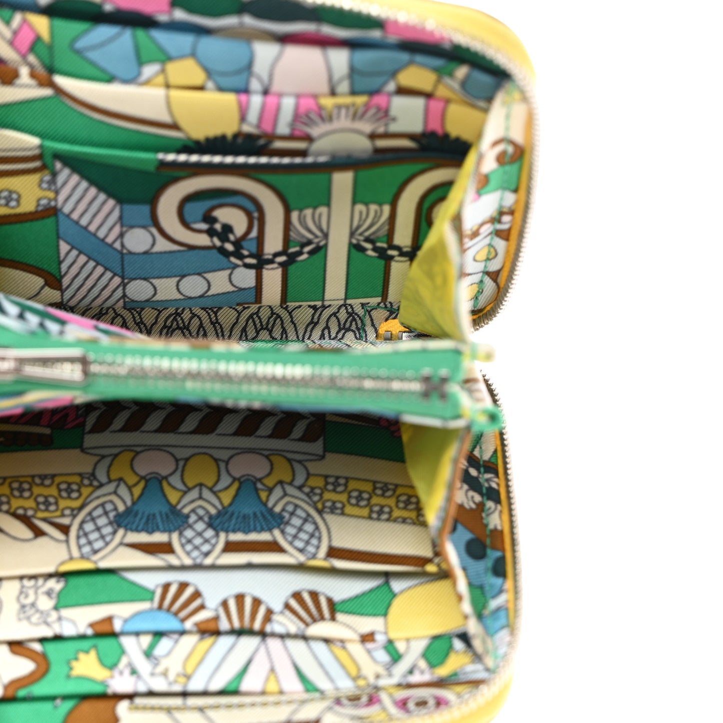 Epsom Silk'In Compact Wallet Jaune Poussin Menthe