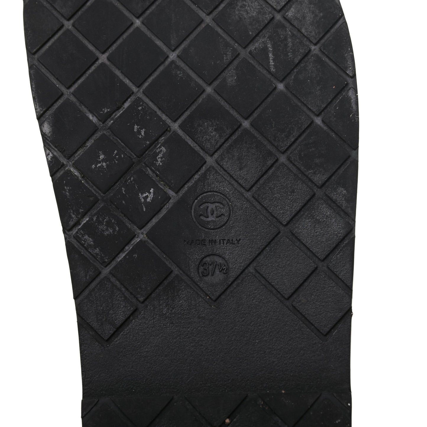 Satin Lambskin Chain Flat Sandals 37.5 Black