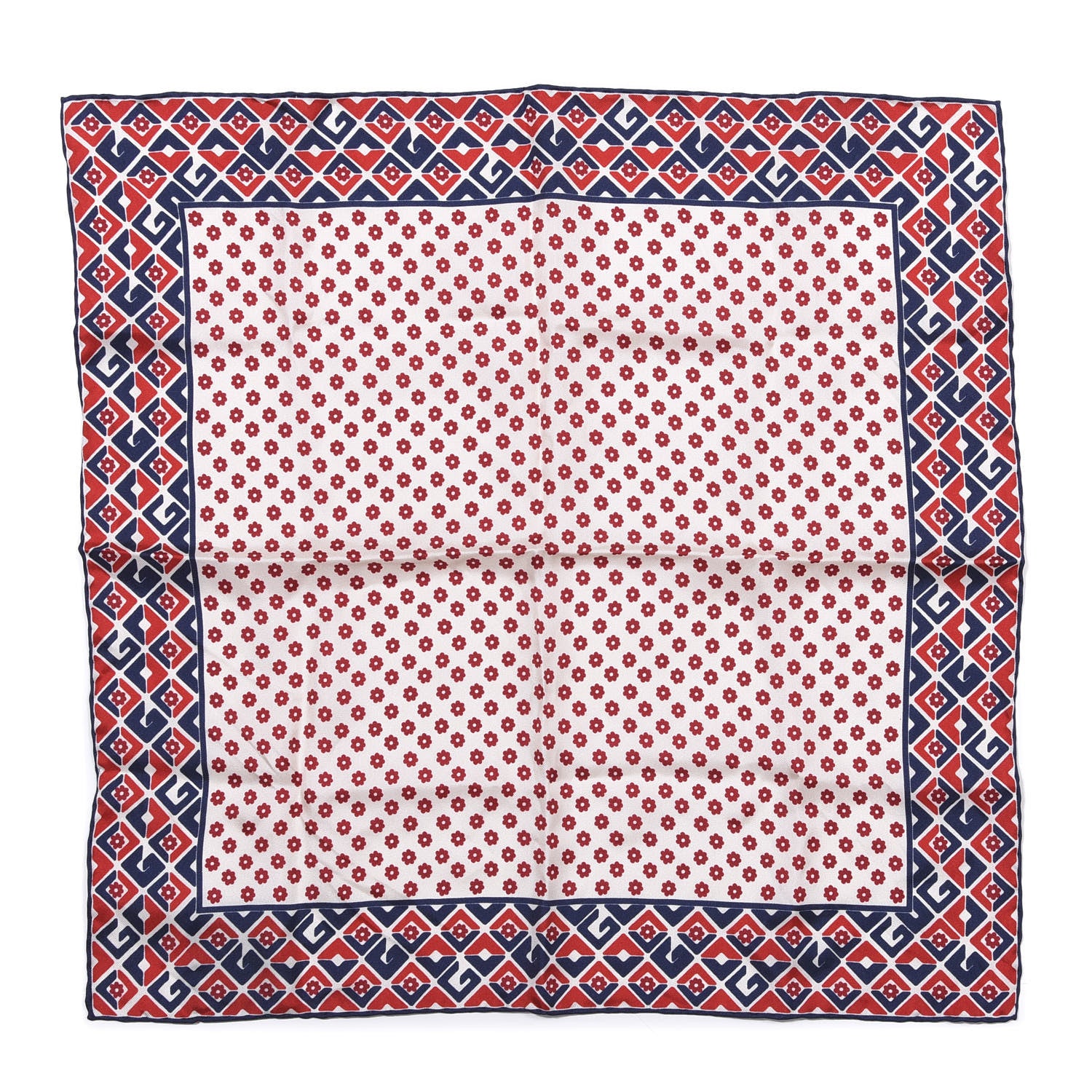 Gucci Silk Twill Plainmetric Square Scarf Ivory Blue 1 of 4