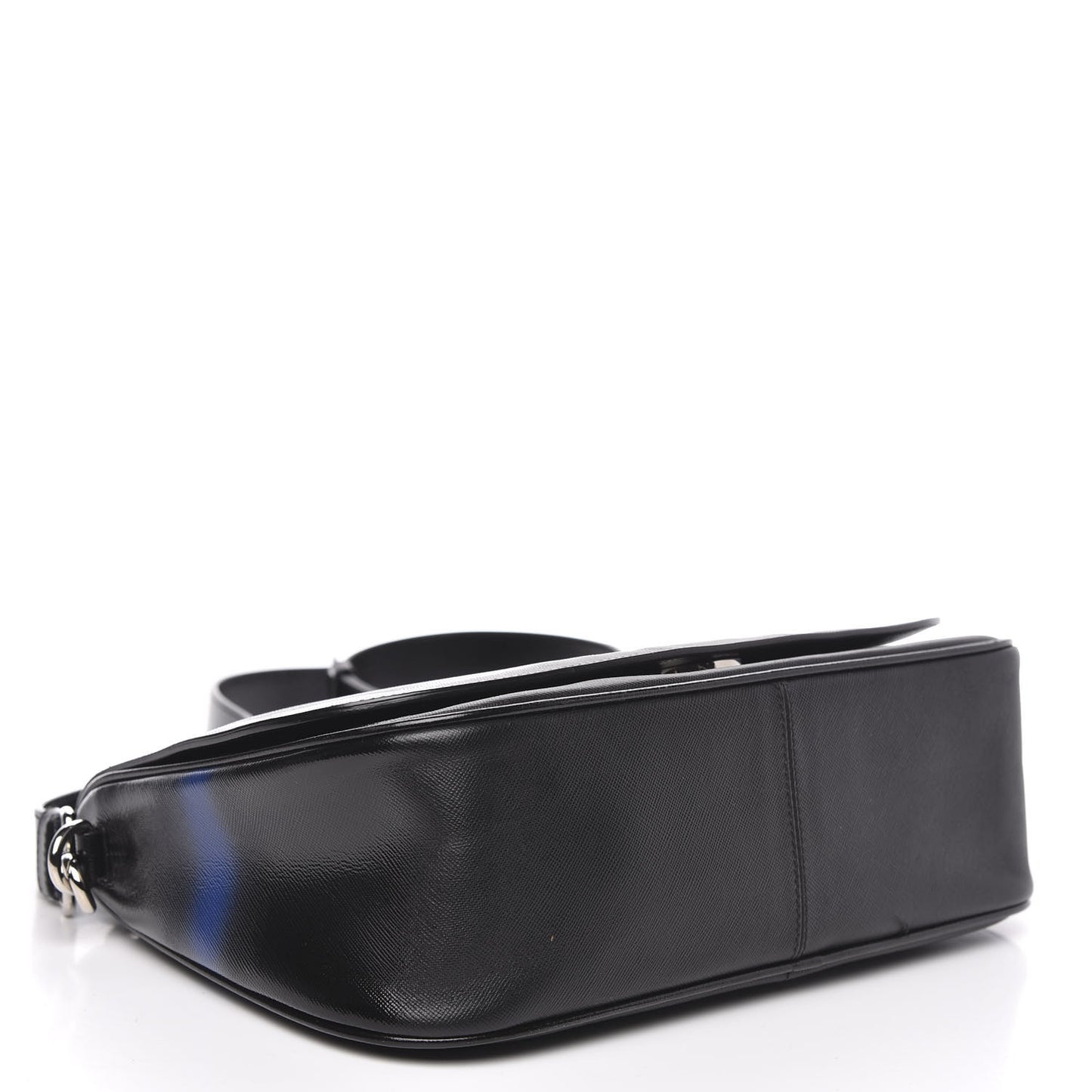 Grained Calfskin Stripe Dune Flap Black
