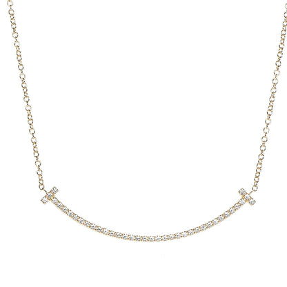 Tiffany 18K Yellow Gold Diamond Small T Smile Pendant Necklace 3 of 5