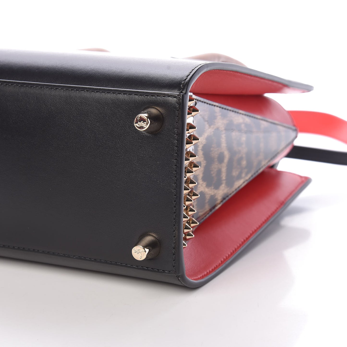 Calfskin Patent Leopard Studded Small Paloma Black