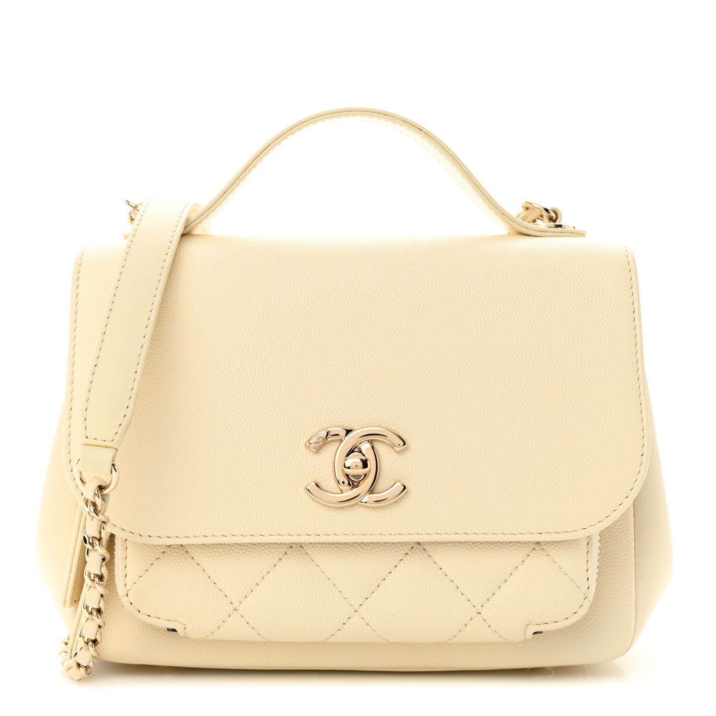 Caviar Quilted Small Business Affinity Flap White
