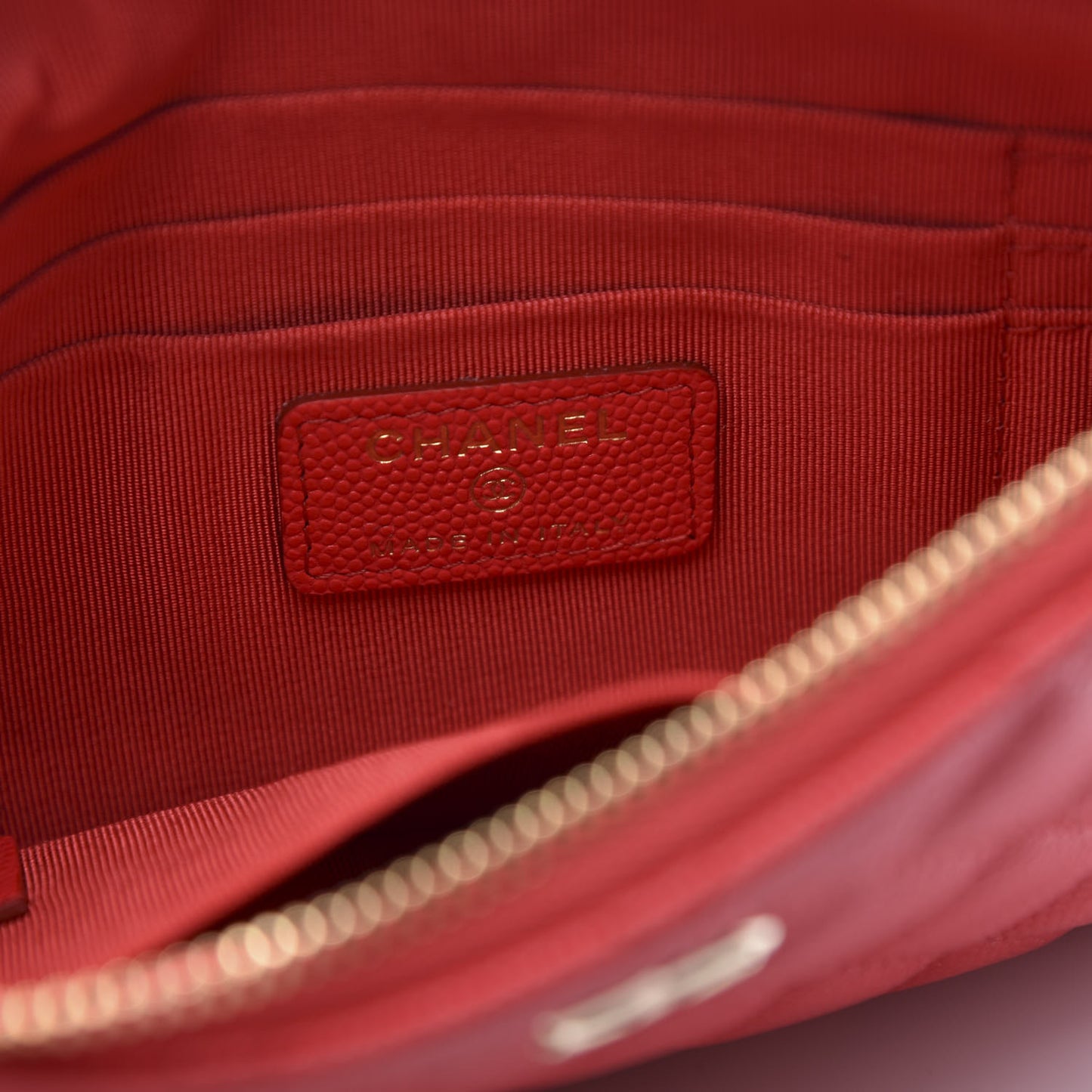 Shiny Caviar Quilted Cosmetic Case Red