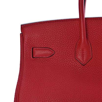Hermes Taurillon Clemence Horseshoe Birkin 35 Rouge Casaque Black 29 of 40