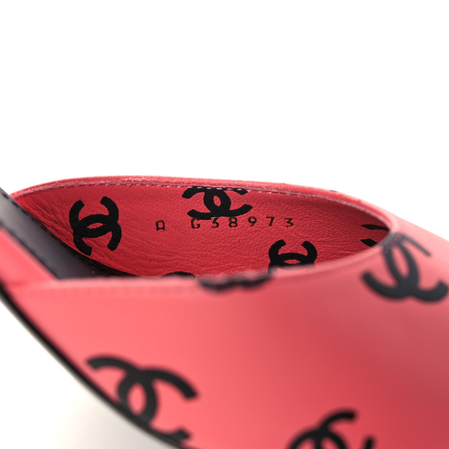 Chanel Lambskin Printed CC Sandals 39 Pink Black 8 of 9