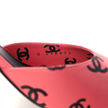 Chanel Lambskin Printed CC Sandals 39 Pink Black 8 of 9