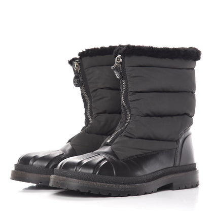 Chanel Calfskin Nylon Shearling Short Boots 7 Black 3 of 6