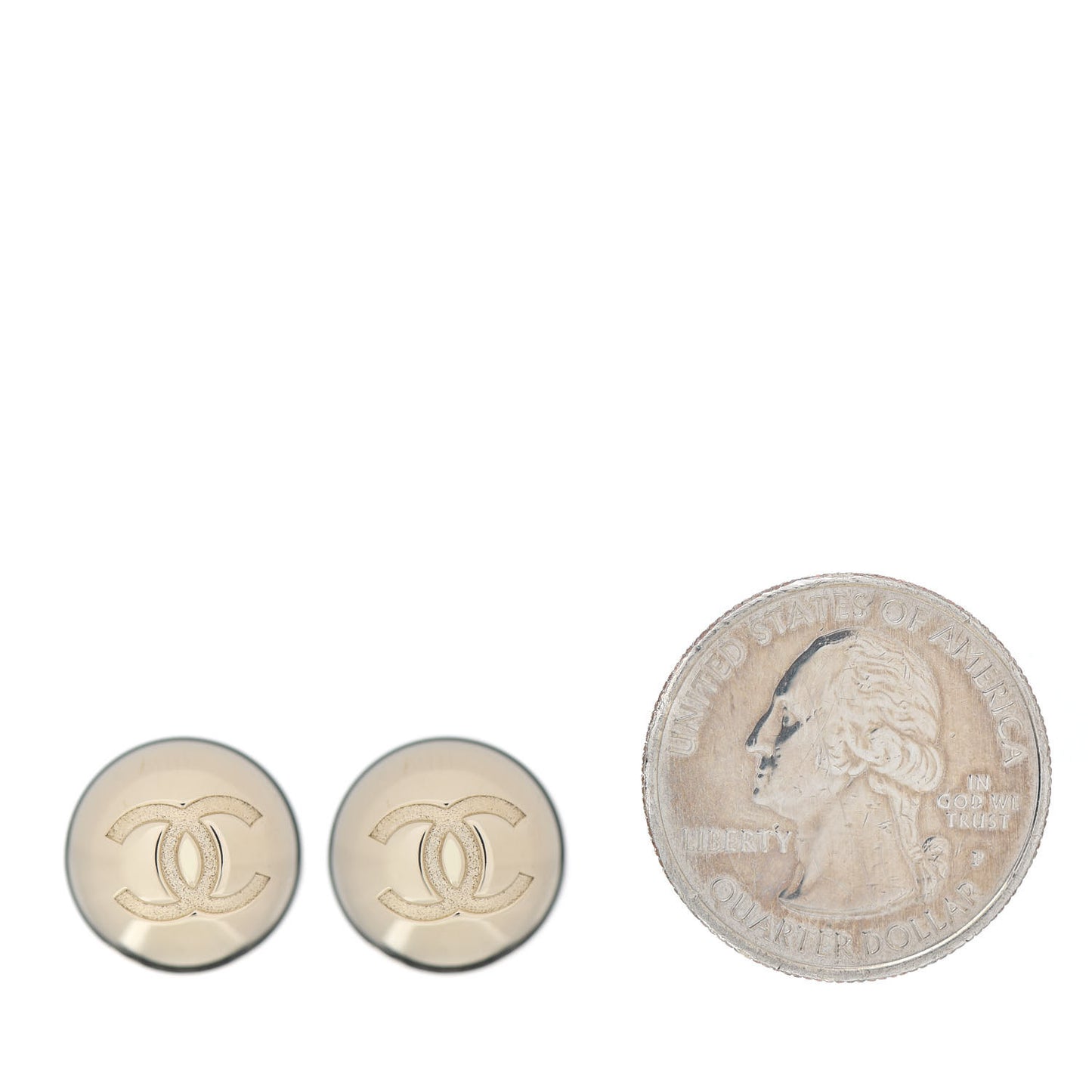 Metal Bead CC Stud Earrings Gold