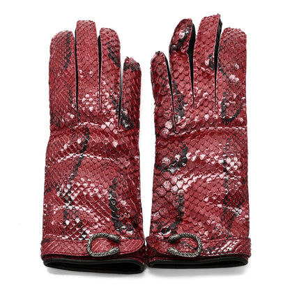 Gucci Snakeskin Lambskin Dionysus Gloves 6.5 Red 1 of 5