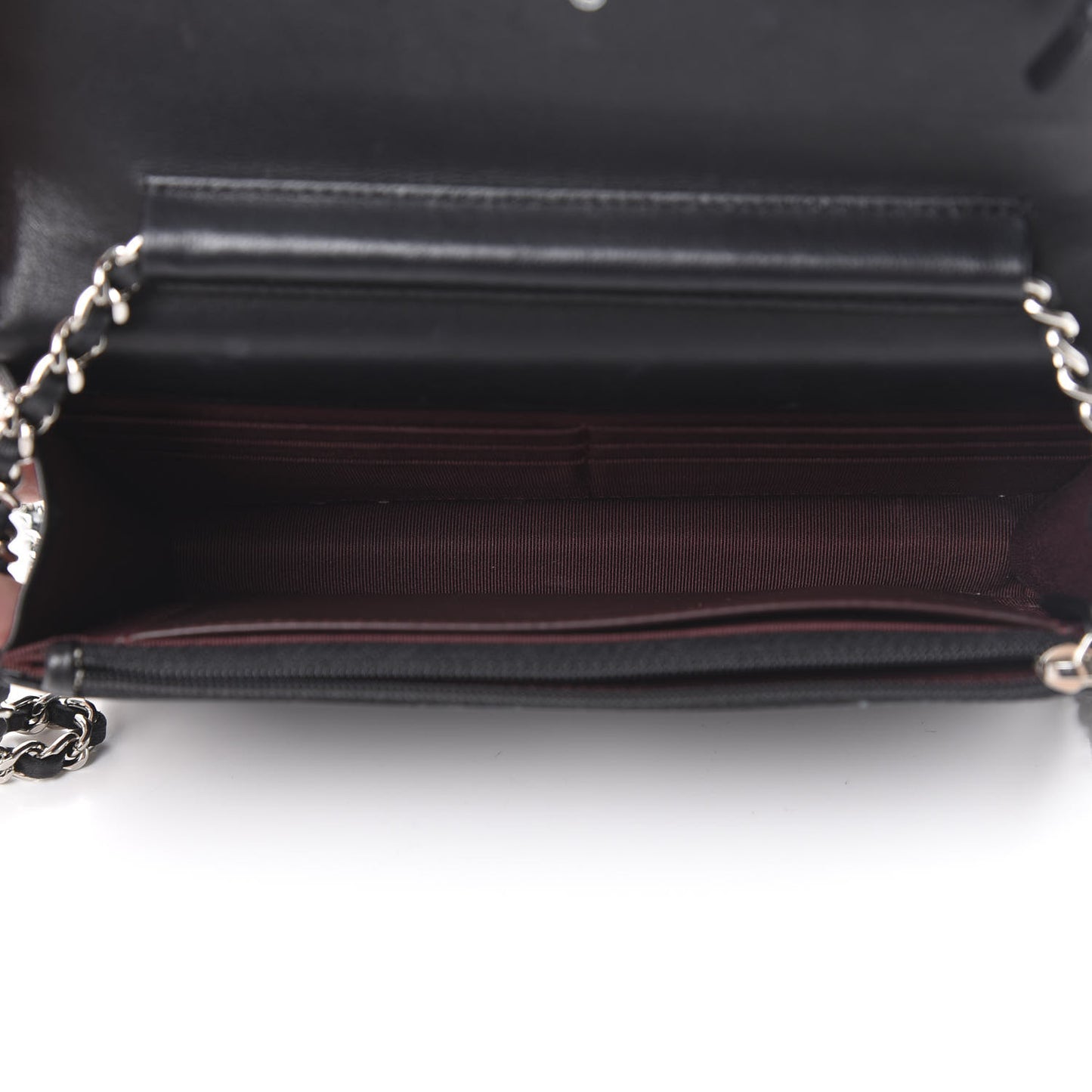 Lambskin Quilted Wallet On Chain WOC Black