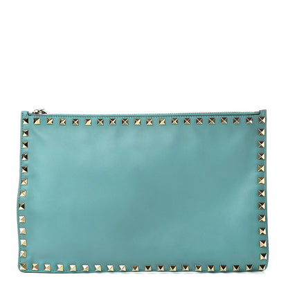 Valentino Garavani Vitello Large Rockstud Zip Pouch Colibri 1 of 7