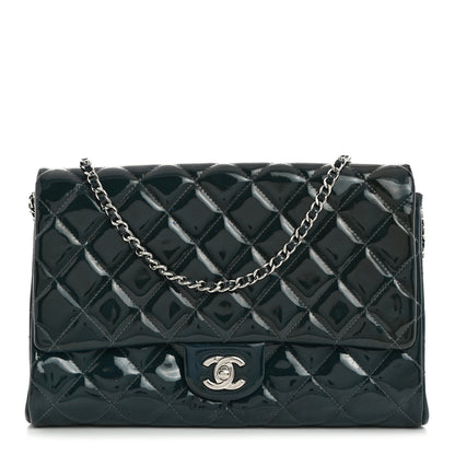 Chanel Patent Quilted Clutch with Chain Flap Blue 1 of 9