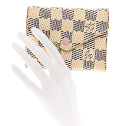 Louis Vuitton Damier Azur Victorine Wallet Rose Ballerine 2 of 6