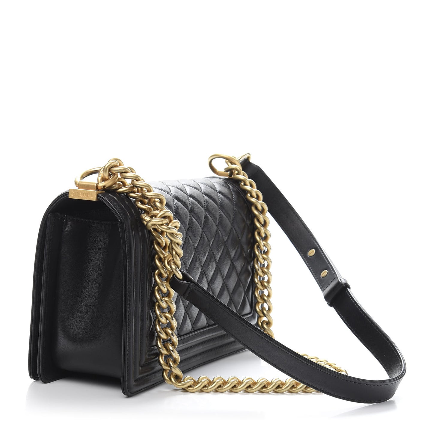 Lambskin Quilted Medium Boy Flap Black