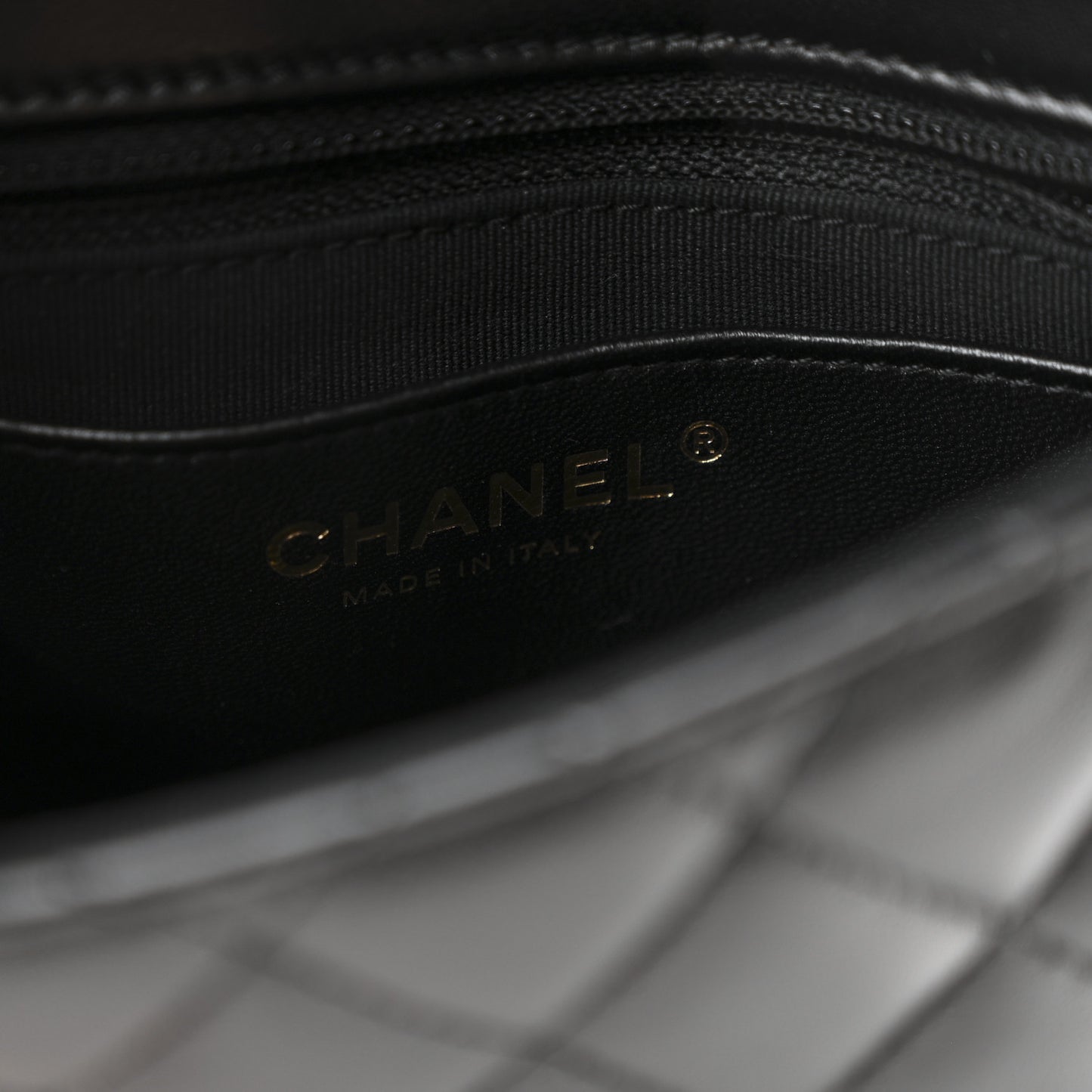 Lambskin Resin Quilted Mini Heart Square Flap Black