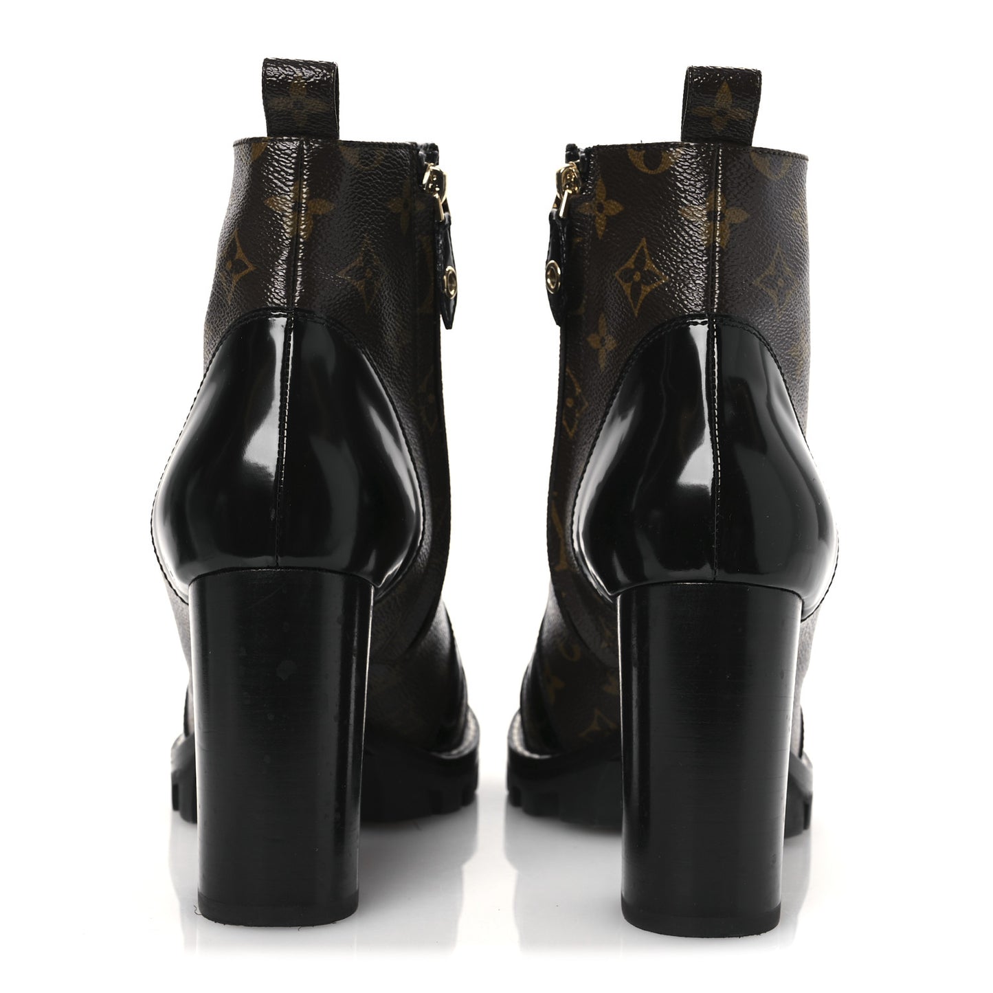 Patent Calfskin Monogram Star Trail Ankle Boots 41 Black