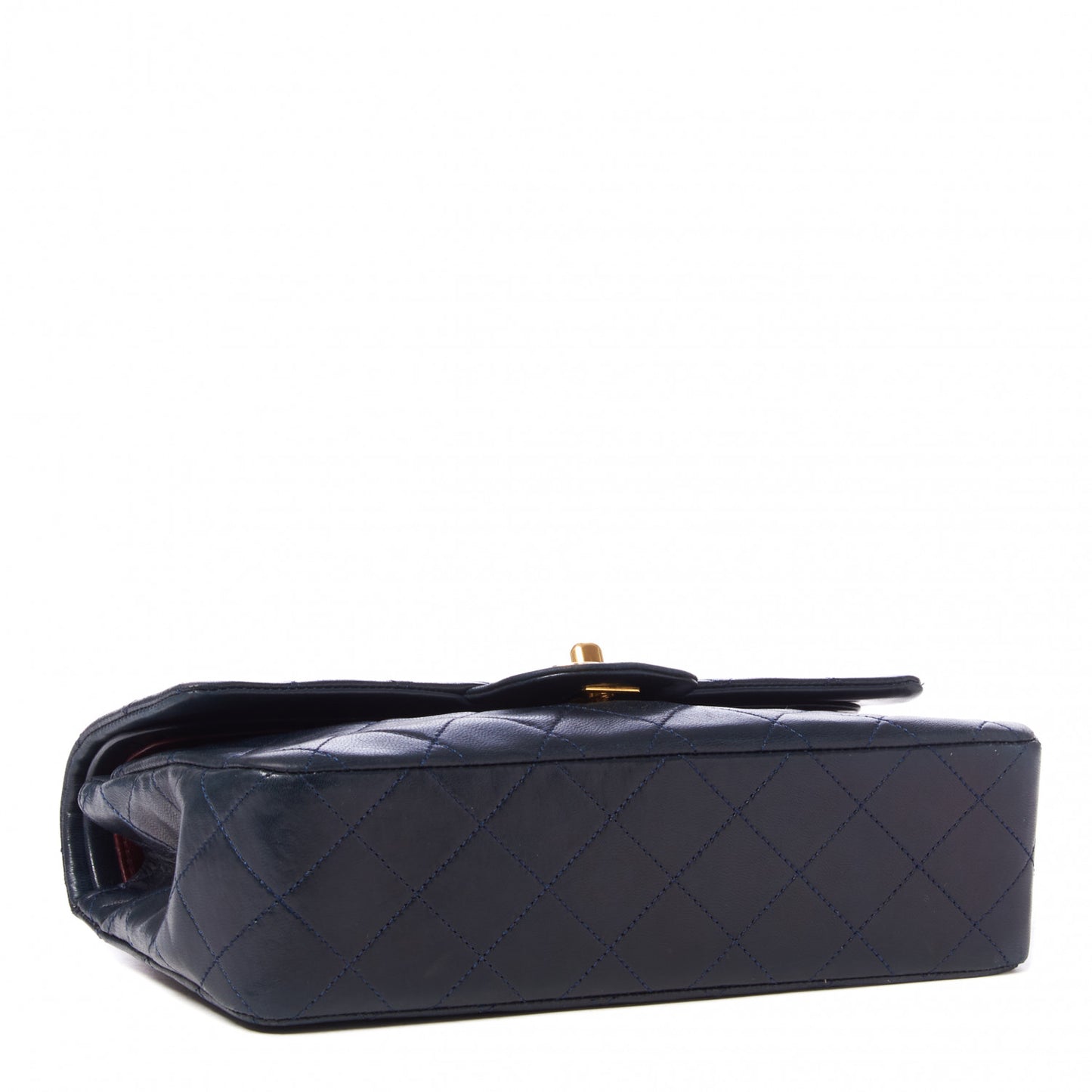 Lambskin Quilted Small Double Flap Navy